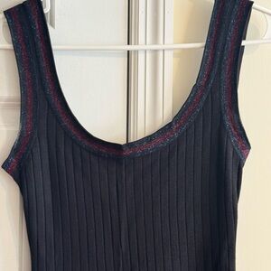 by the way. Ribbed Scoop Tank with Metallic Red and Blue Trim - Black